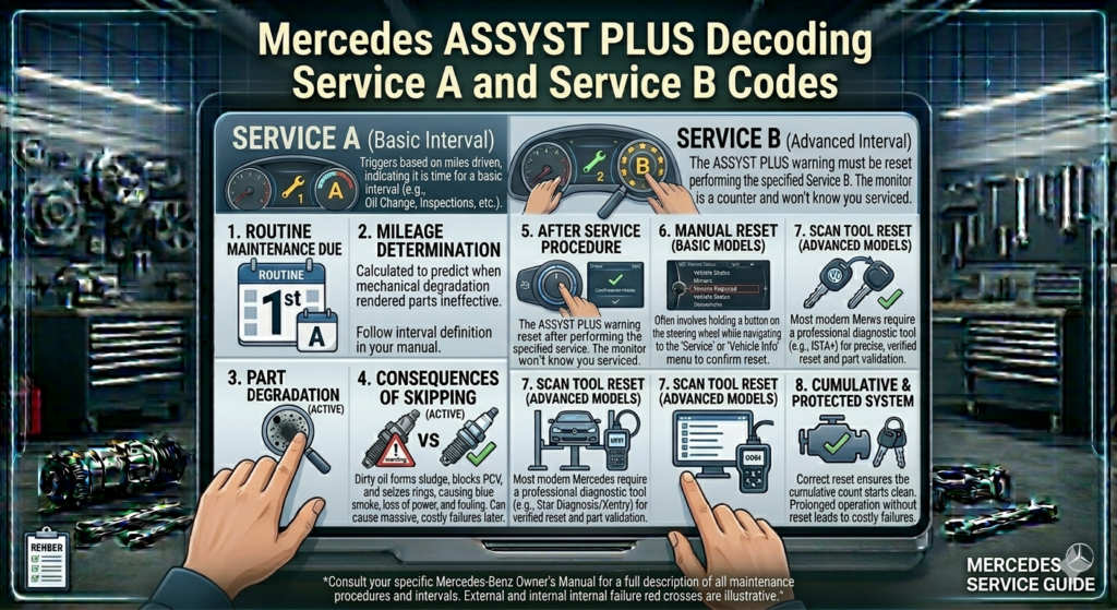 Mercedes Decoding Service A and Service B Codes